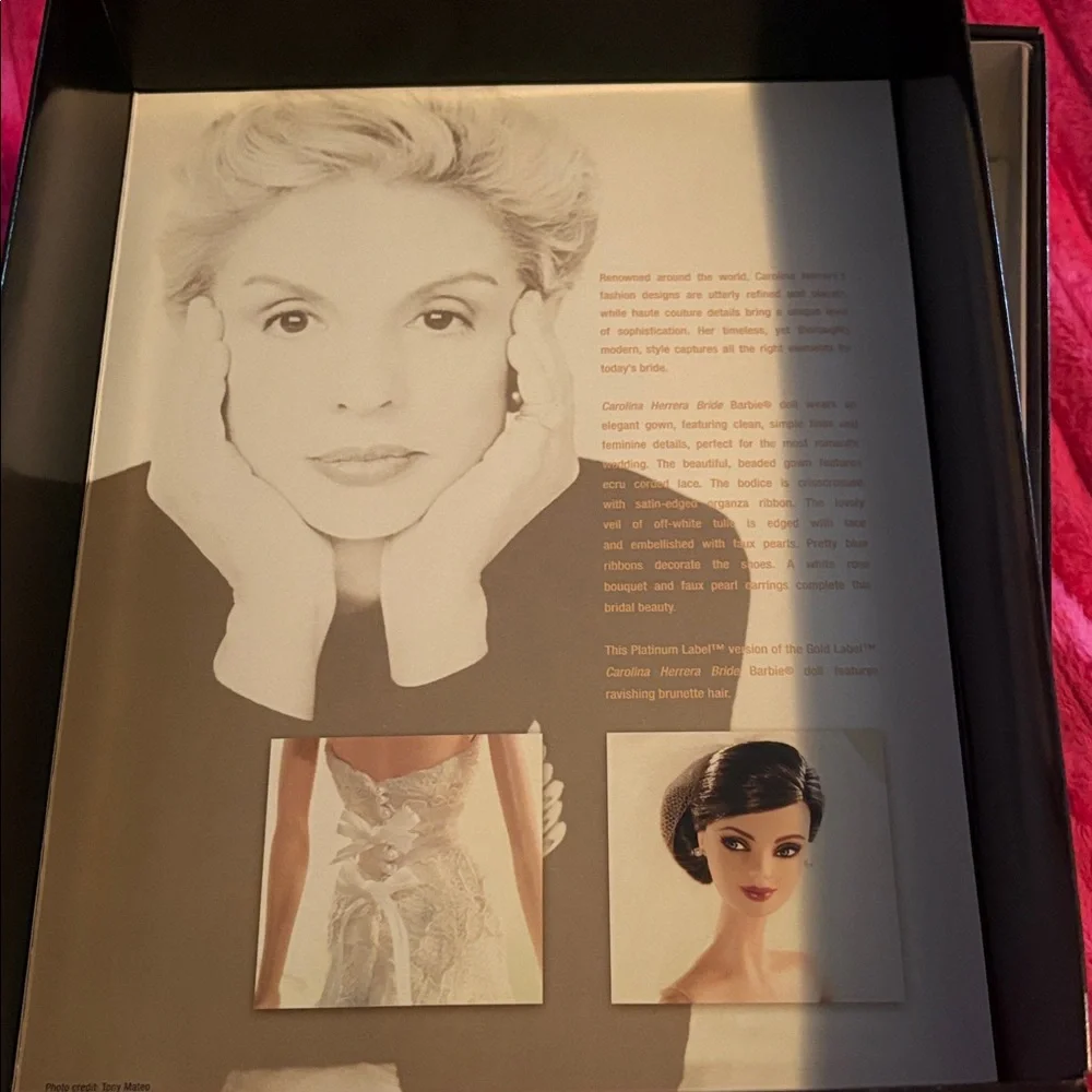 Barbie Carolina Herrera Bride White and Gold Collector Doll Box - Picture 2 of 7